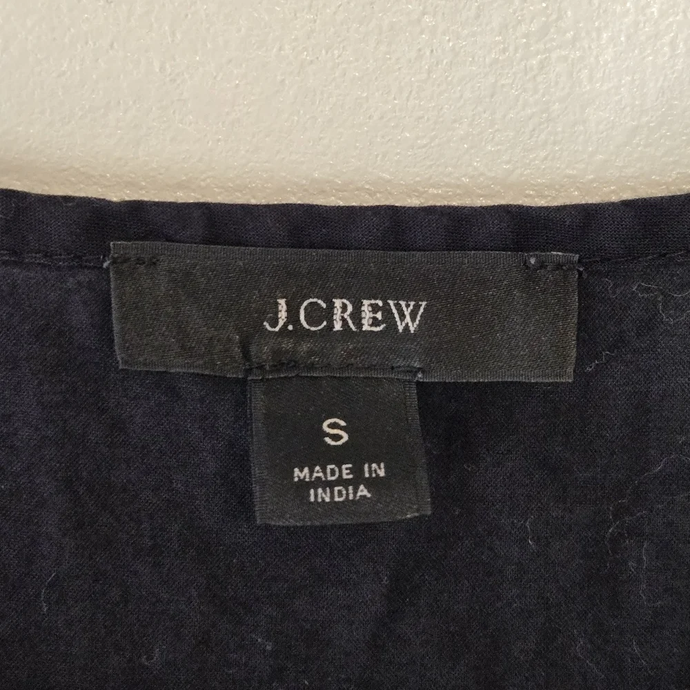 J. Crew Black Pintucked Puff Sleeve Peasant Prairie Blouse Top Size Small